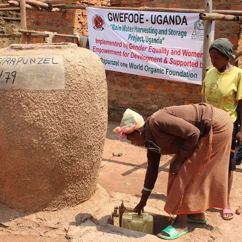 De los depósitos de agua de lluvia se benefician de muchos modos hogares cuya cabeza es una mujer.
© GWEFODE De los depósitos de agua de lluvia se benefician de muchos modos hogares cuya cabeza es una mujer.